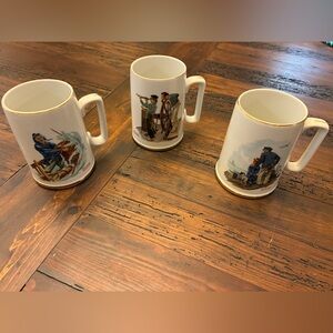 Vintage 1985 Porcelain Nautical Themed Norman Rockwell Mugs Set
